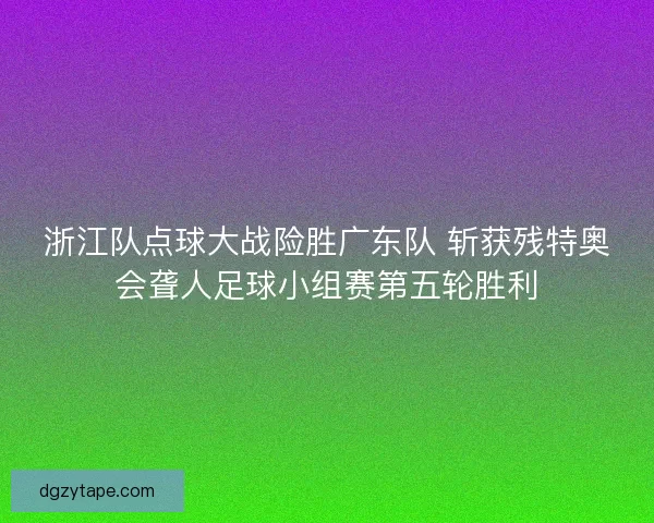 浙江队点球大战险胜广东队 斩获残特奥会聋人足球小组赛第五轮胜利