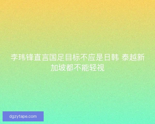 李玮锋直言国足目标不应是日韩 泰越新加坡都不能轻视